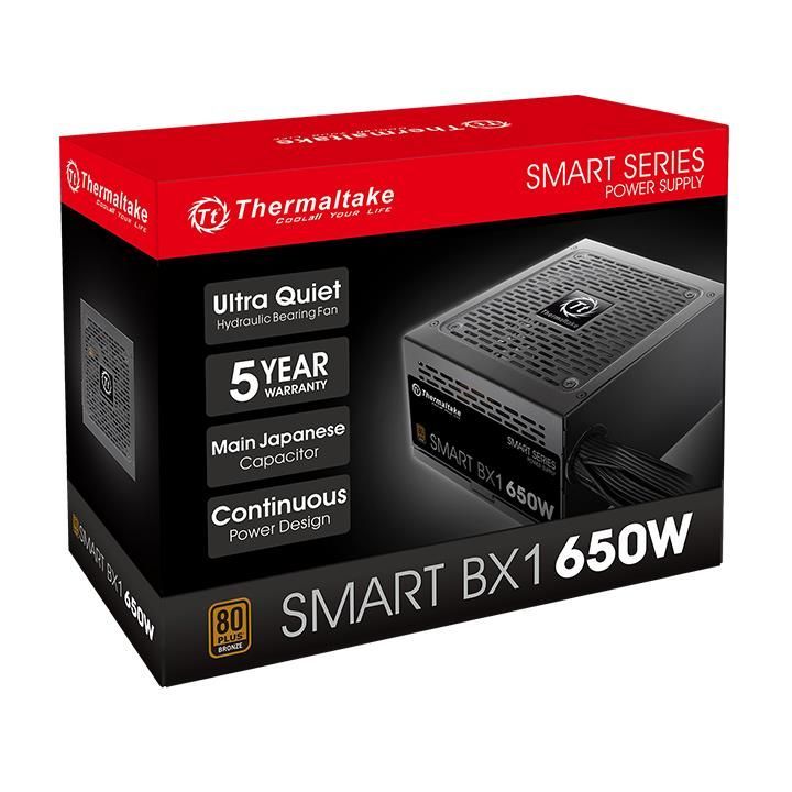 650W Thermaltake Smart BX1 - 80 PLUS Bronze certified non-modular PSU with Hydraulic Bearing fan. image