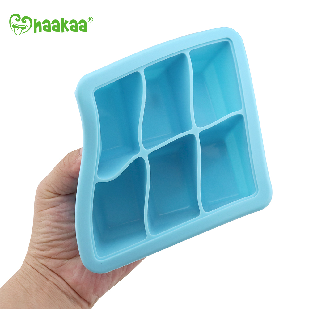 Haakaa: Silicone Baby Food Freezer Tray 6 with Lid - Blue image