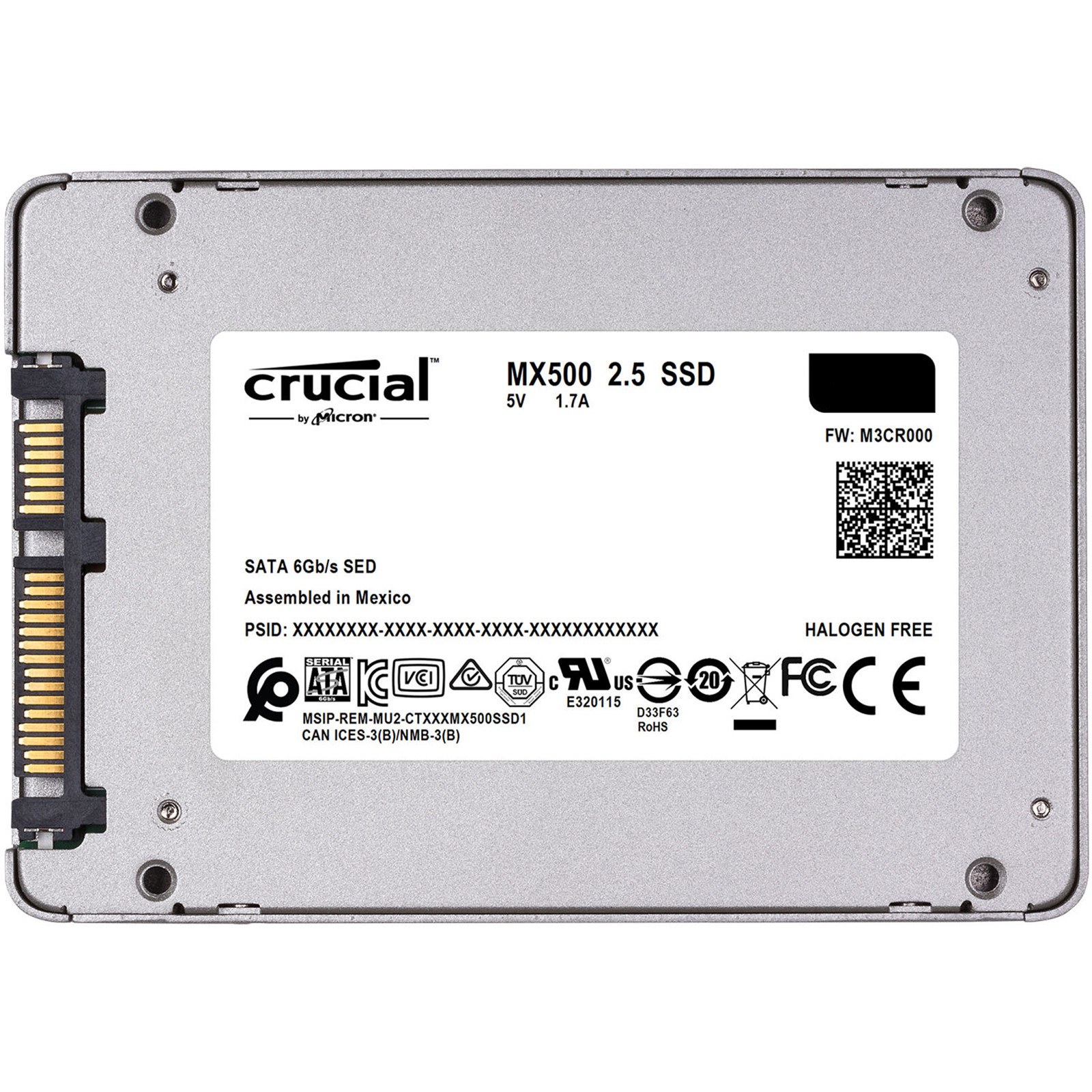 Crucial MX500 250GB SATA 2.5" 7mm (with 9.5mm adapter) Internal SSD