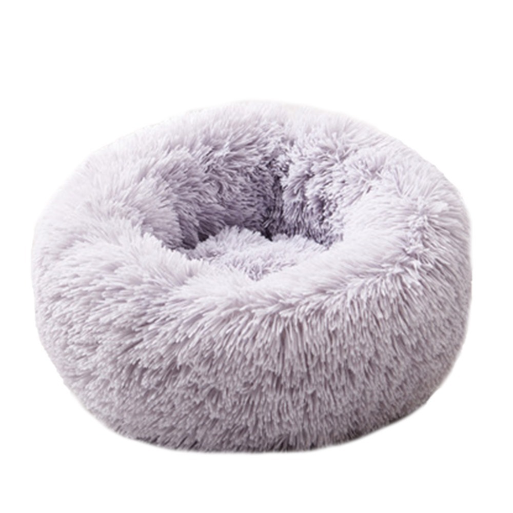 Ape Basics: Plush Round Pet Bed - Light Gray (Small, 50cm) image