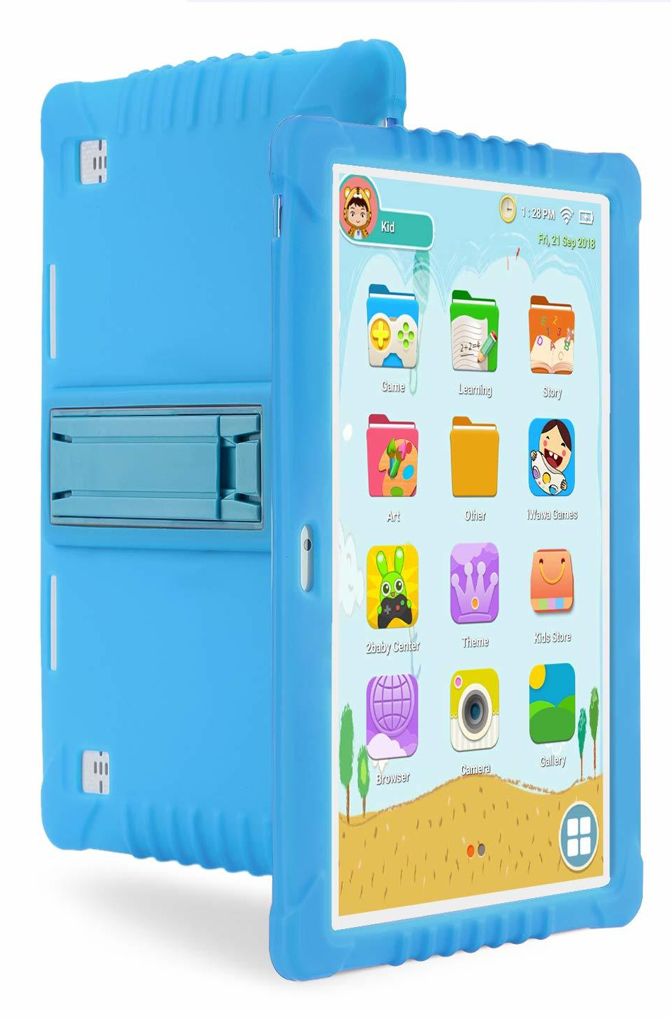 Ape Basics: 10.1 Quadcore Kids Android Tablet & Case - Blue image