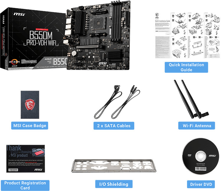 MSI B550M PRO-VDH WiFi AMD AM4 mATX Motherboard