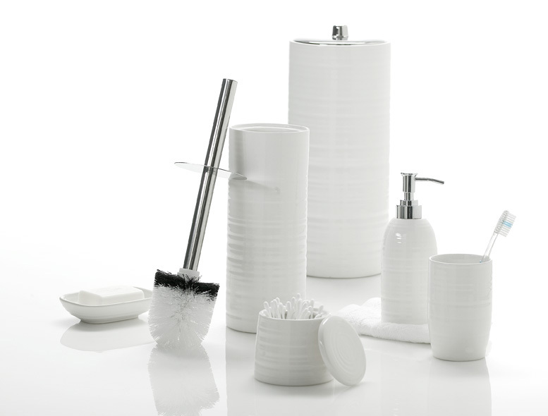 Urban Lines Ceramic Stoneware Toilet Brush Holder - White image