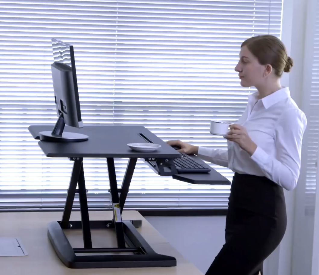 Gorilla Office: Ergonomic Deskalator White (700 x 480mm) Height Adjustable Workstation image