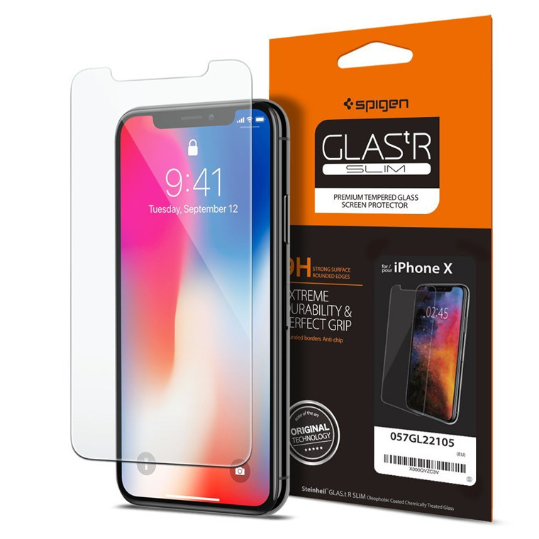 Spigen iPhone X Premium Tempered Glass Screen Protector Super HD Clarity image