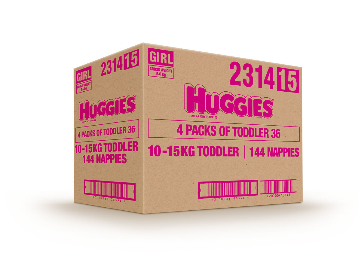 Huggies Ultra Dry Nappies Bulk Value Box - Size 4 Toddler Girl (144) image