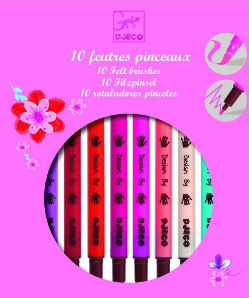 Djeco: Design - 10 Felt Brushes - Pink image