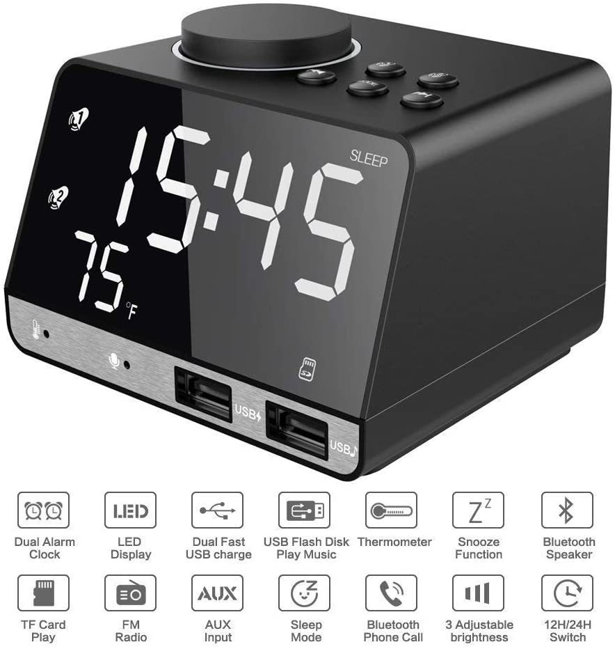 Alarm Clock with USB Charger, 4.2" LED Digital Alarm Clock with FM