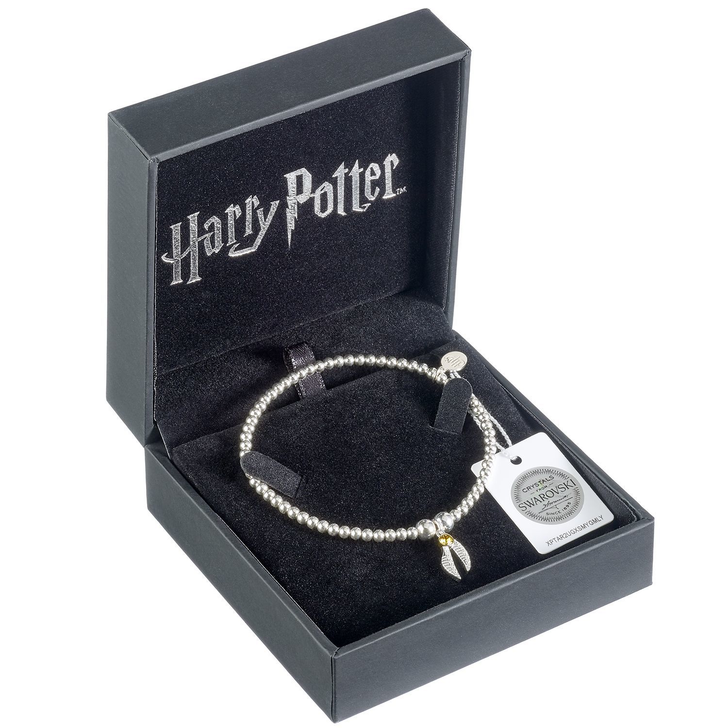 The Carat Shop: Harry Potter Sterling Silver Golden Snitch Charm on Ball Bead Bracelet Embellished with Swarovski Crystals image