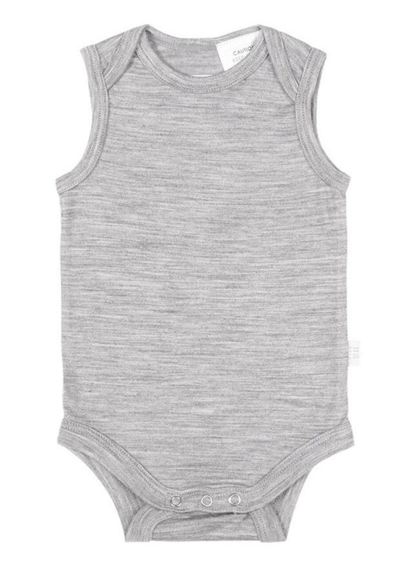 Buy Merino Singlet Bodysuit Grey (03m) at Mighty Ape Australia