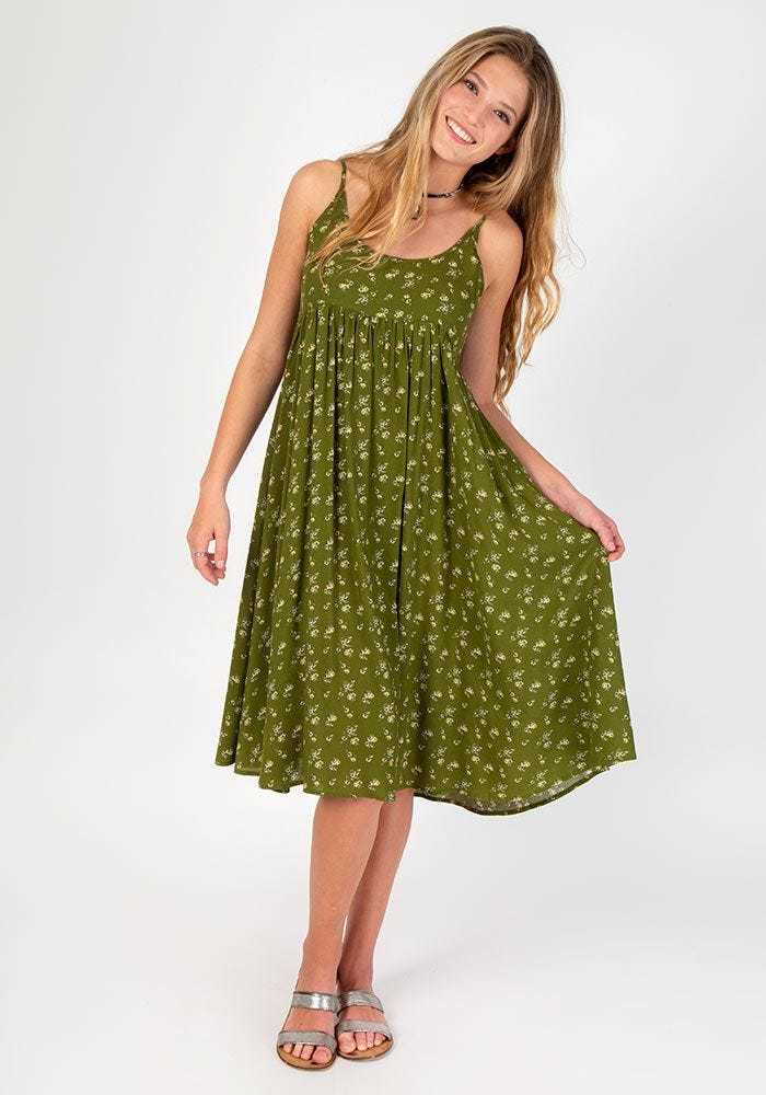 Gigi Dress - Olive Cream Calico (Medium) image