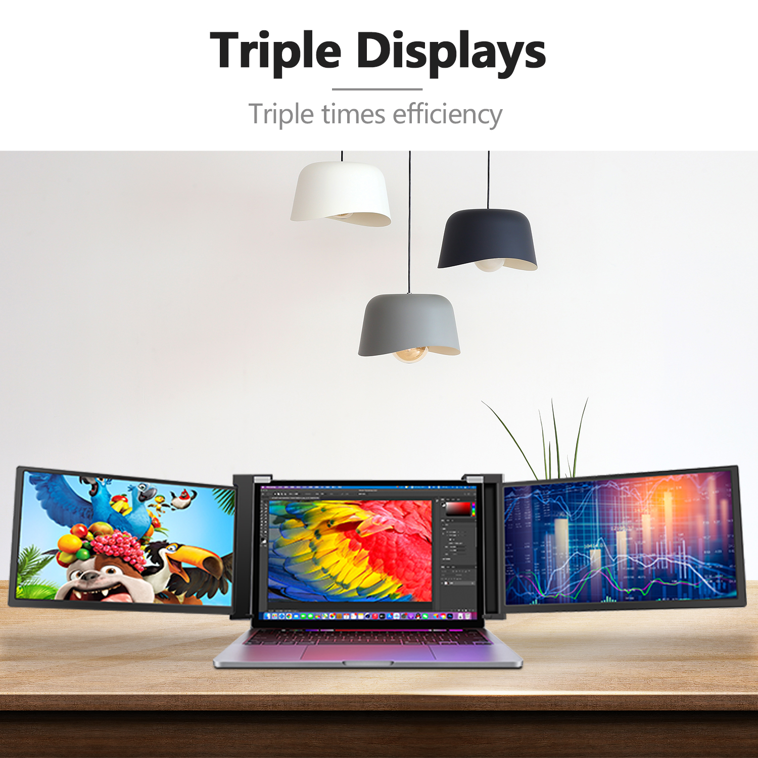 Kogan 13.3" Full HD Pro Dual Screen TriFold Portable Monitor at