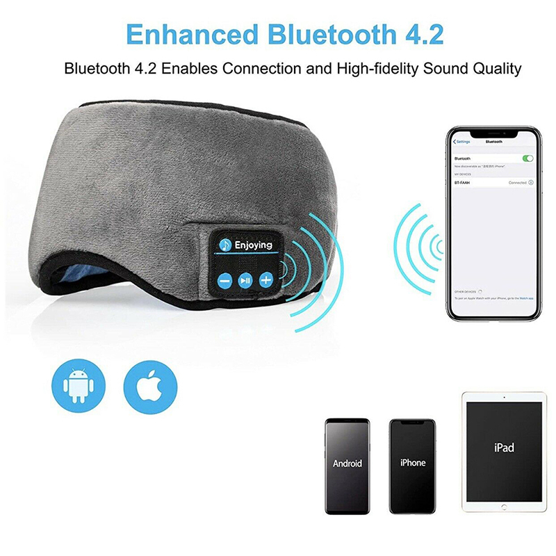 Bluetooth Wireless Handsfree Sleeping Eye Mask Headphones Gray at