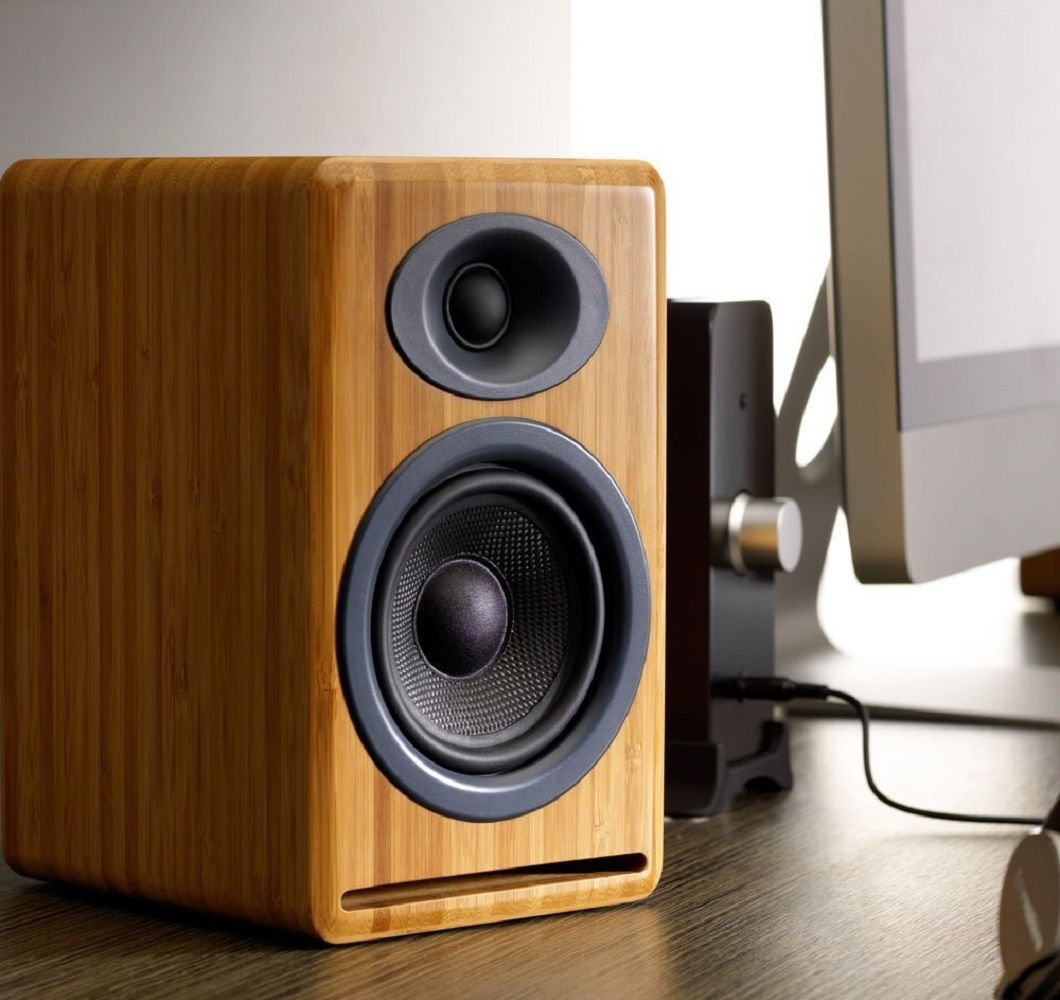 Audioengine P4 Passive Bookshelf Speakers (Pair) Solid Bamboo image