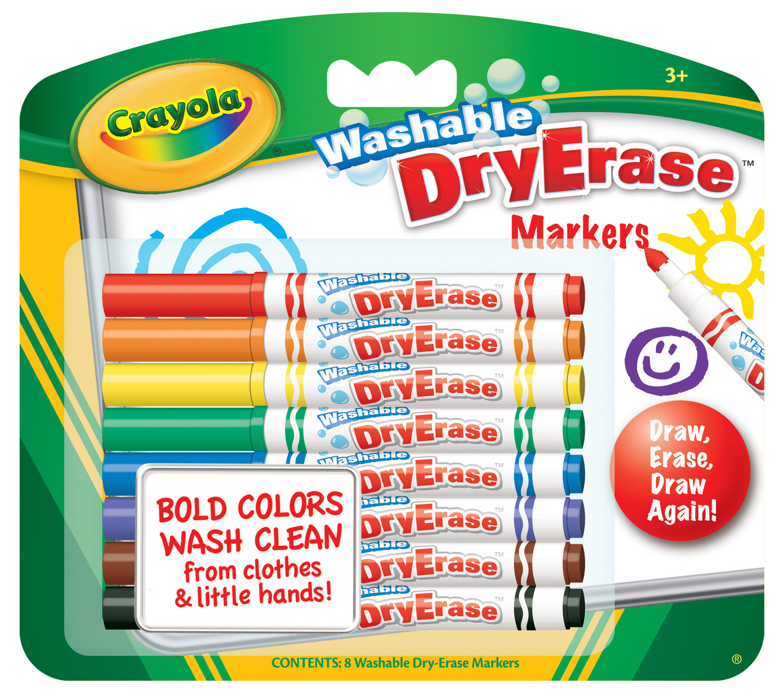 8 Washable Dry Erase Skinny Markers - Crayola image