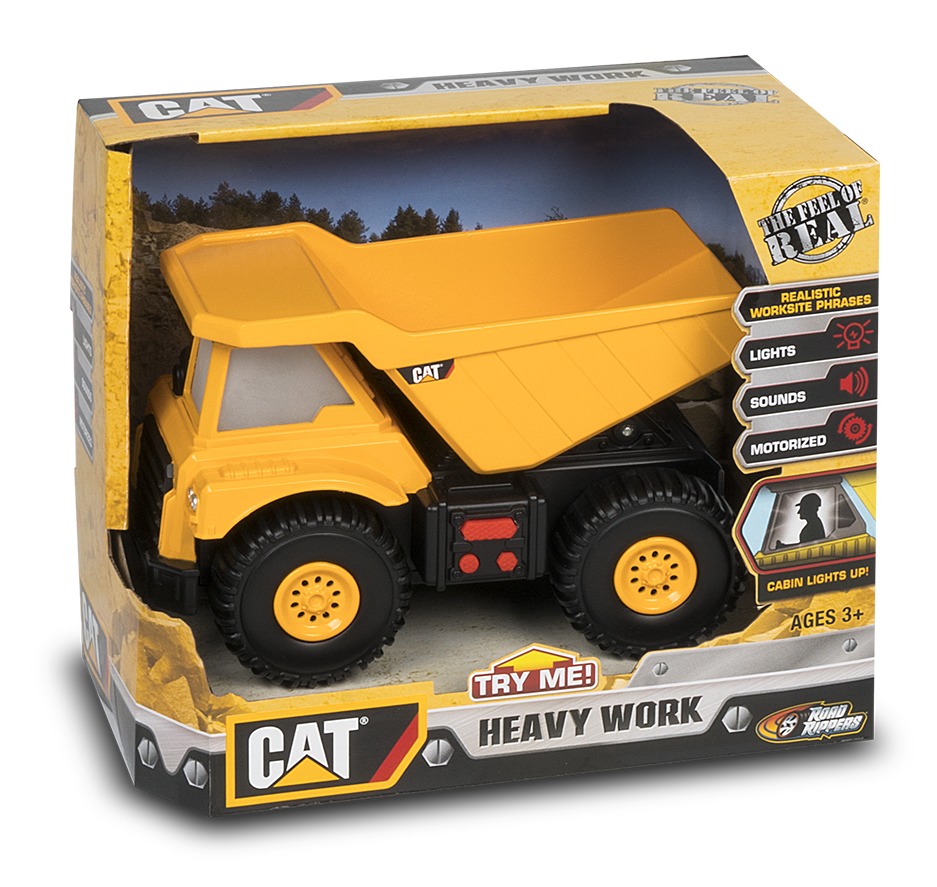 cat job site machine dump truck