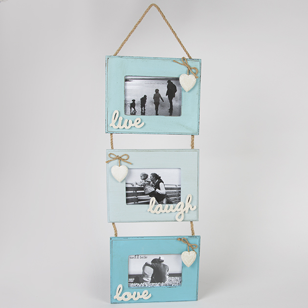Live Laugh Love Triple Photo Frame Blue at Mighty Ape NZ