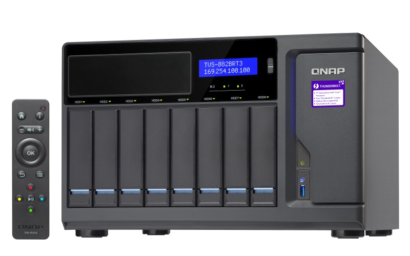 QNAP TVS-882BRT3-I7, 8BAY NAS(NO DISK),32G,I7-7700,ODD(0/1),GbE(4),M.2(2),T3(4),TWR,2YR image