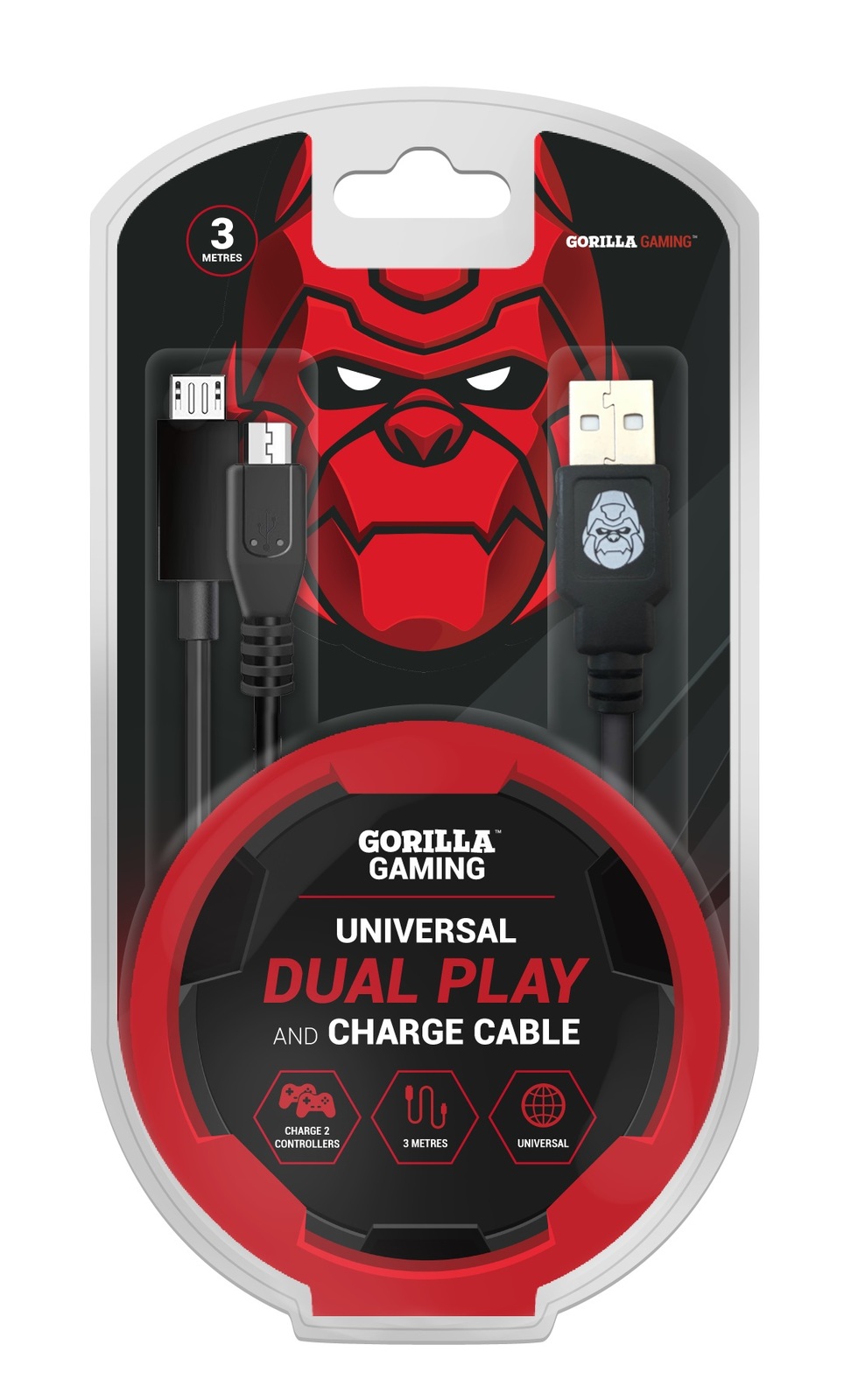 Gorilla Gaming Dual Play and Charge Cable - 3m image