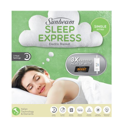 Sunbeam Sleep Express Boost Single Bed Fitted Electric Blanket at