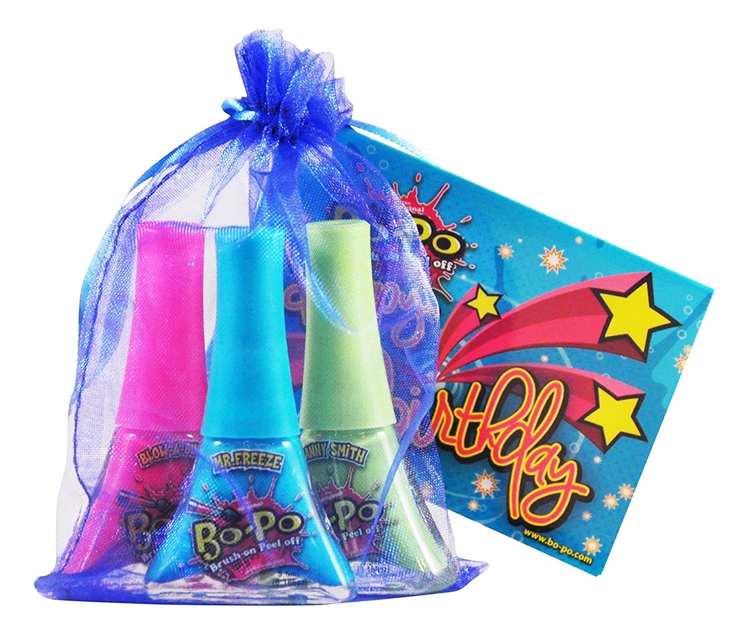 Bo-Po Scented Peel-Off Nail Colour: Birthday Pack - Blue Bag (3 Polish)