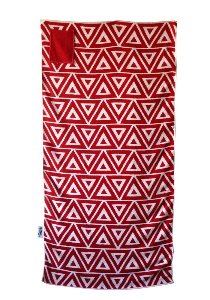 Towelling It XL Beach Towel Red Geo (With Pocket) at Mighty Ape NZ