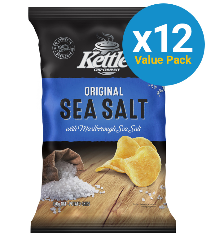 Kettle Chip Company Kettle Sea Salt 150g (12 Pack) at Mighty Ape NZ