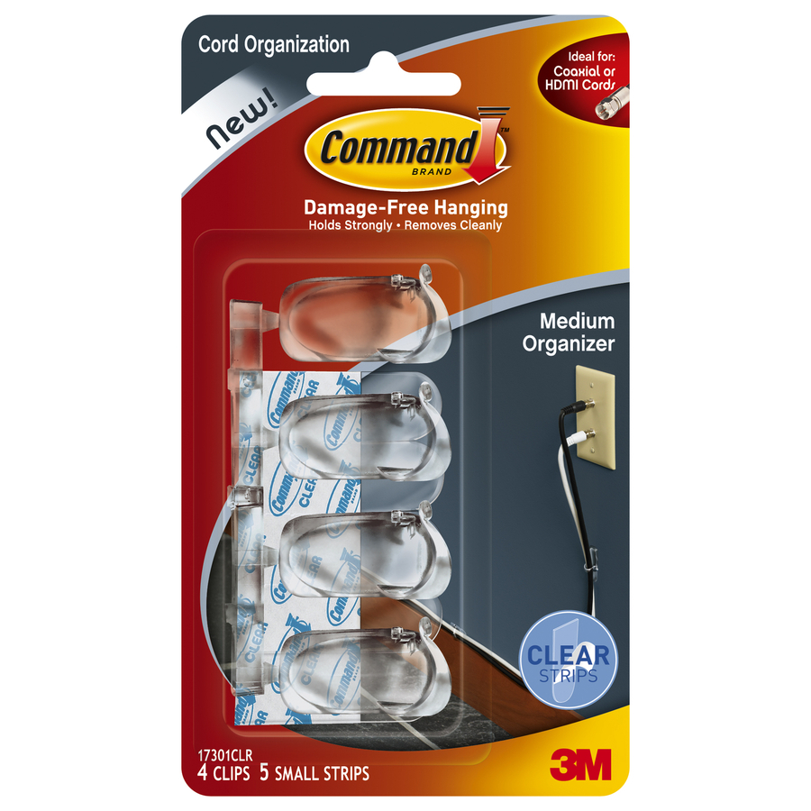 Command Clear Medium Cord Organiser with Strips (4 Pack) image