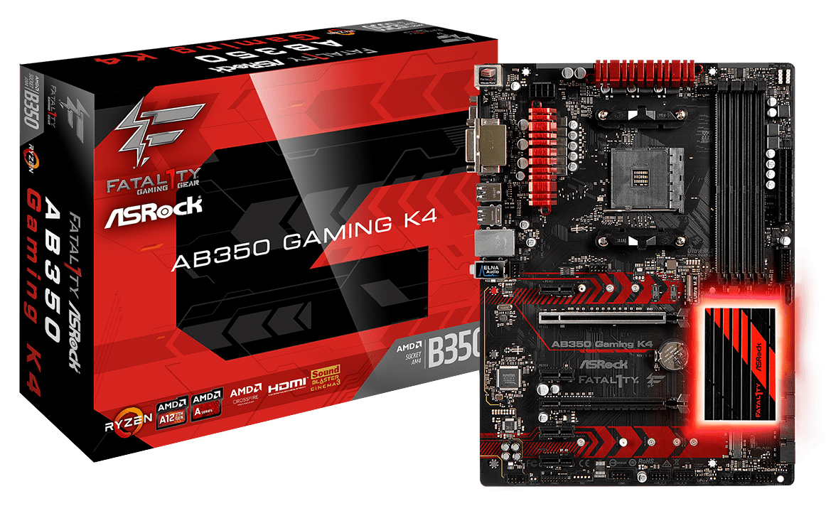 ASRock AB350 Gaming K4 AM4 ATX Motherboard image