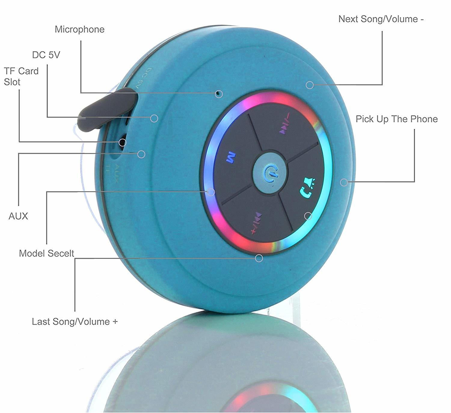 Ape Basics Waterproof Portable Shower Bluetooth Speakers - Blue image