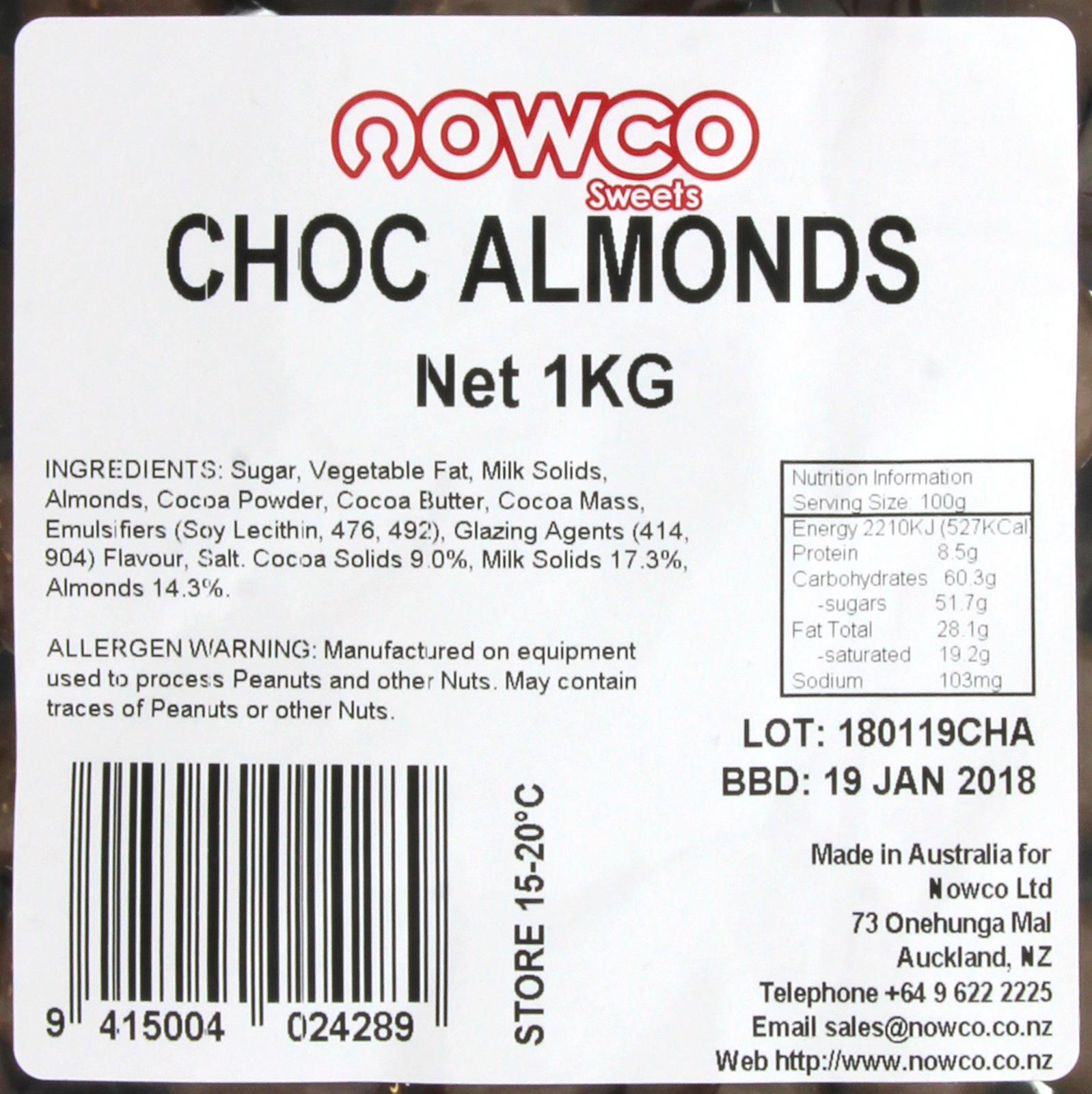 Nowco: Choc Almonds - 1kg image