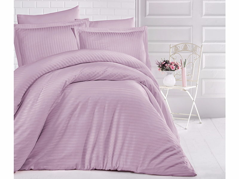 Damask Stripe Queen Duvet Cover Set Lilac at Mighty Ape NZ