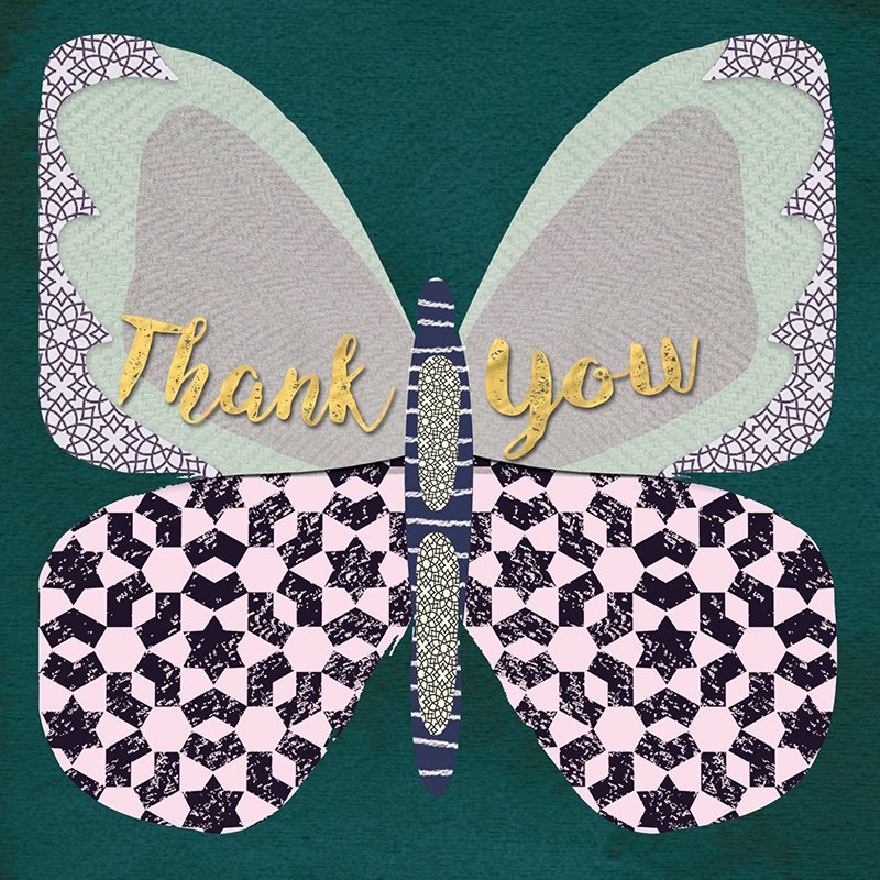 Hammond Gower: Thank You Butterfly Mosaic - Greeting Card Set image