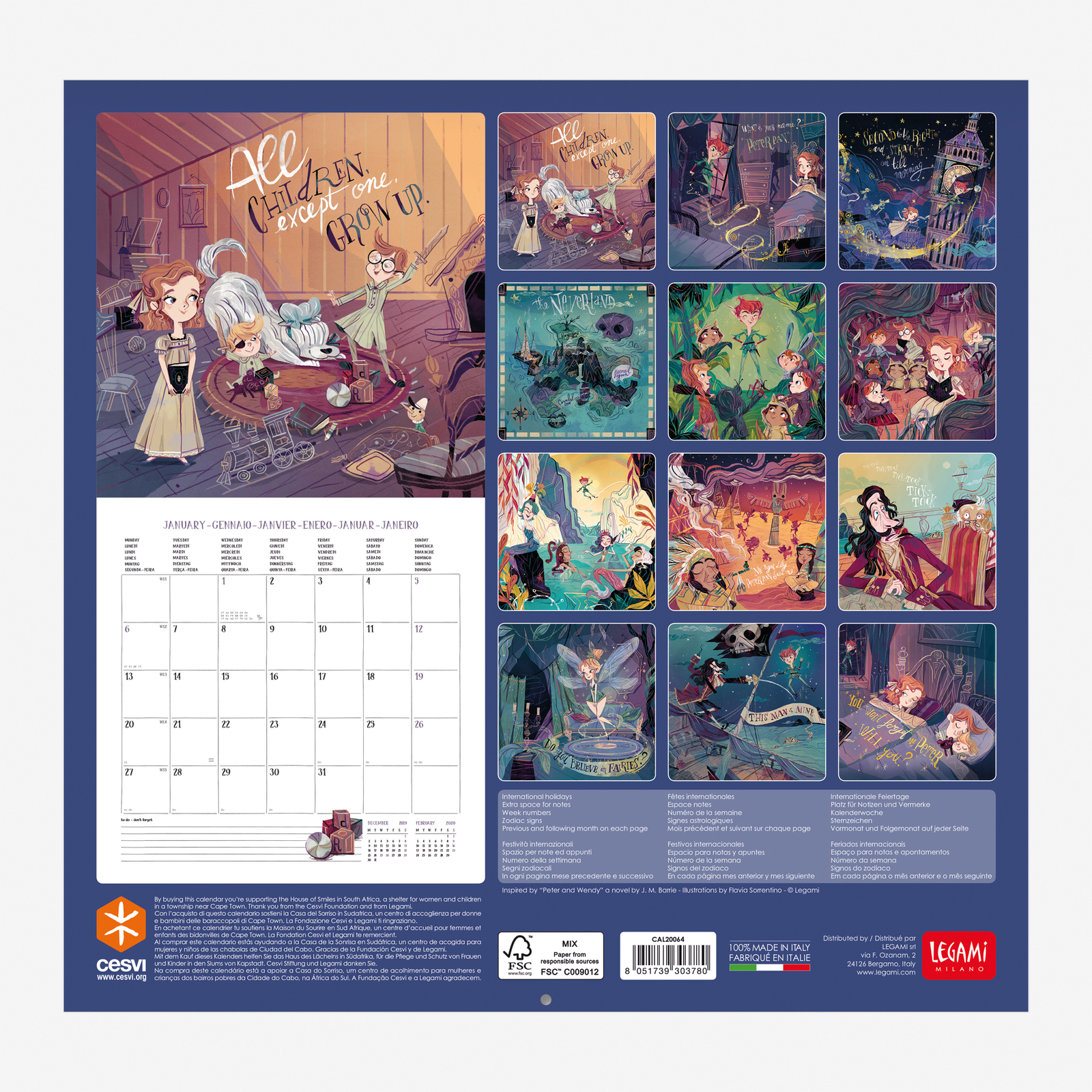 Legami: Peter & Wendy 2020 Wall Calendar image