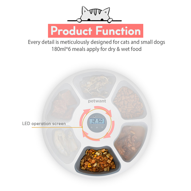 Smart Automatic Pet Feeder 6-Grid 180ml (White) image