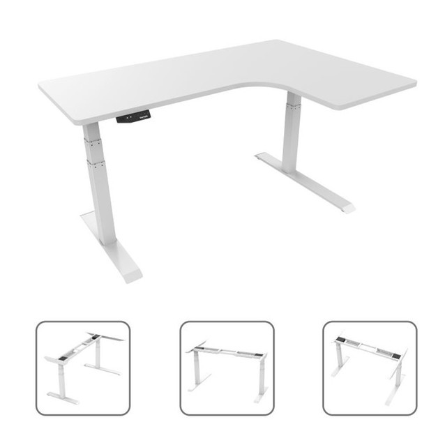 Buy Loctek ET201DL Electric Height Adjustable LShape Desk White at