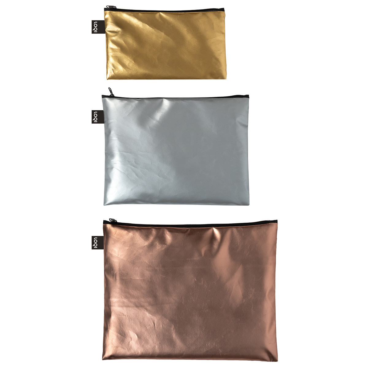 LOQI: Zip Pocket - Metallic Matt (Set of 3)