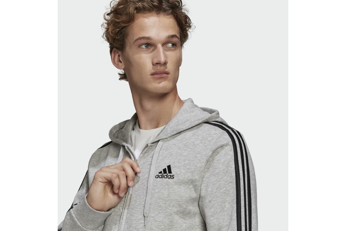 Adidas Men's 3 Stripe French Terry Full Zip Hoodie Men's at Mighty Ape NZ
