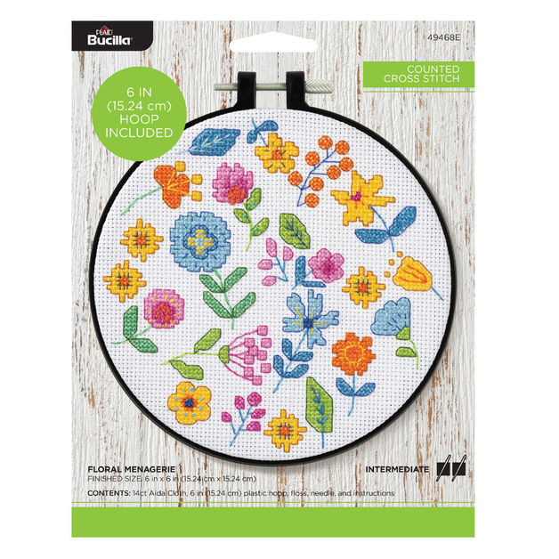 Buy Bucilla Counted Cross Stitch 6 Inch Kit Floral Menagerie at