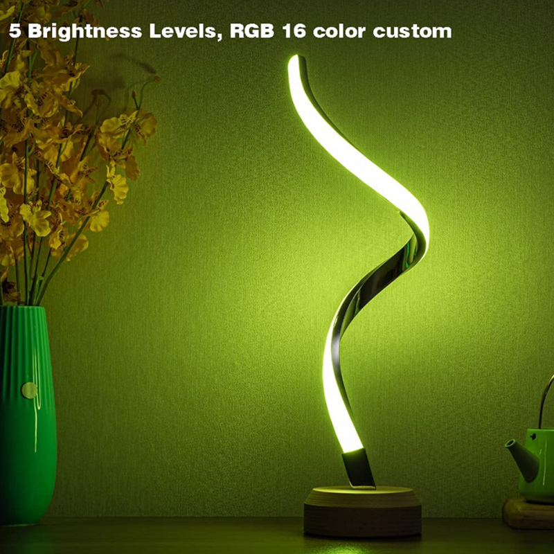 RGB Spiral LED Dimmable Bedroom Bedside Night Light Table Lamp at