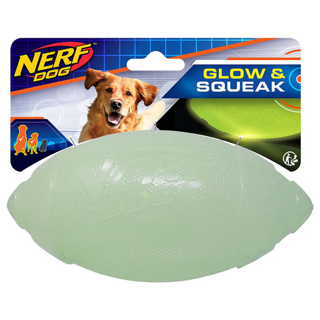 Buy Nerf Dog Glow & Squeak Classic Football at Mighty Ape NZ