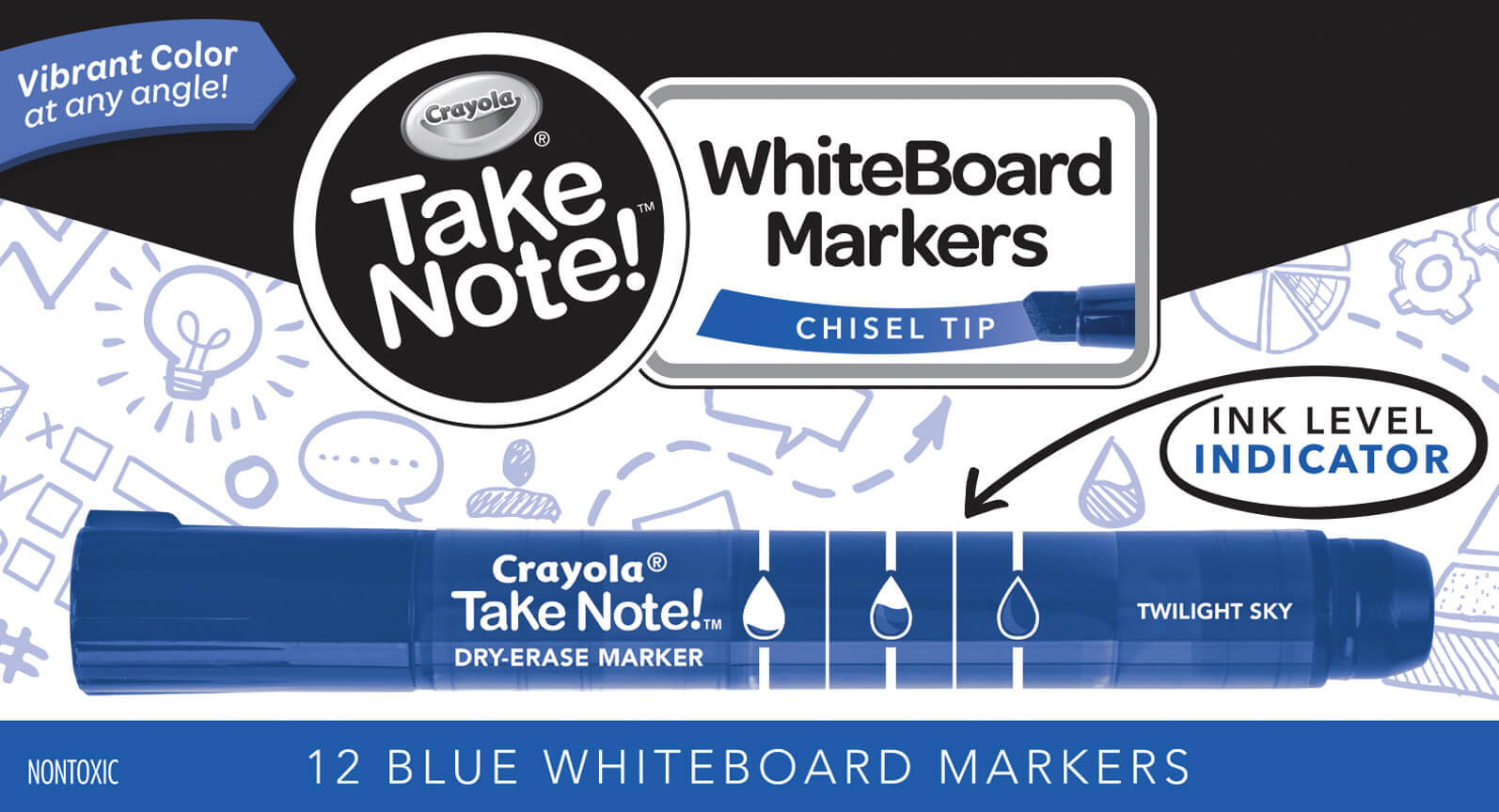 Crayola: Take Note - Whiteboard Markers - Blue (12 Pack) image