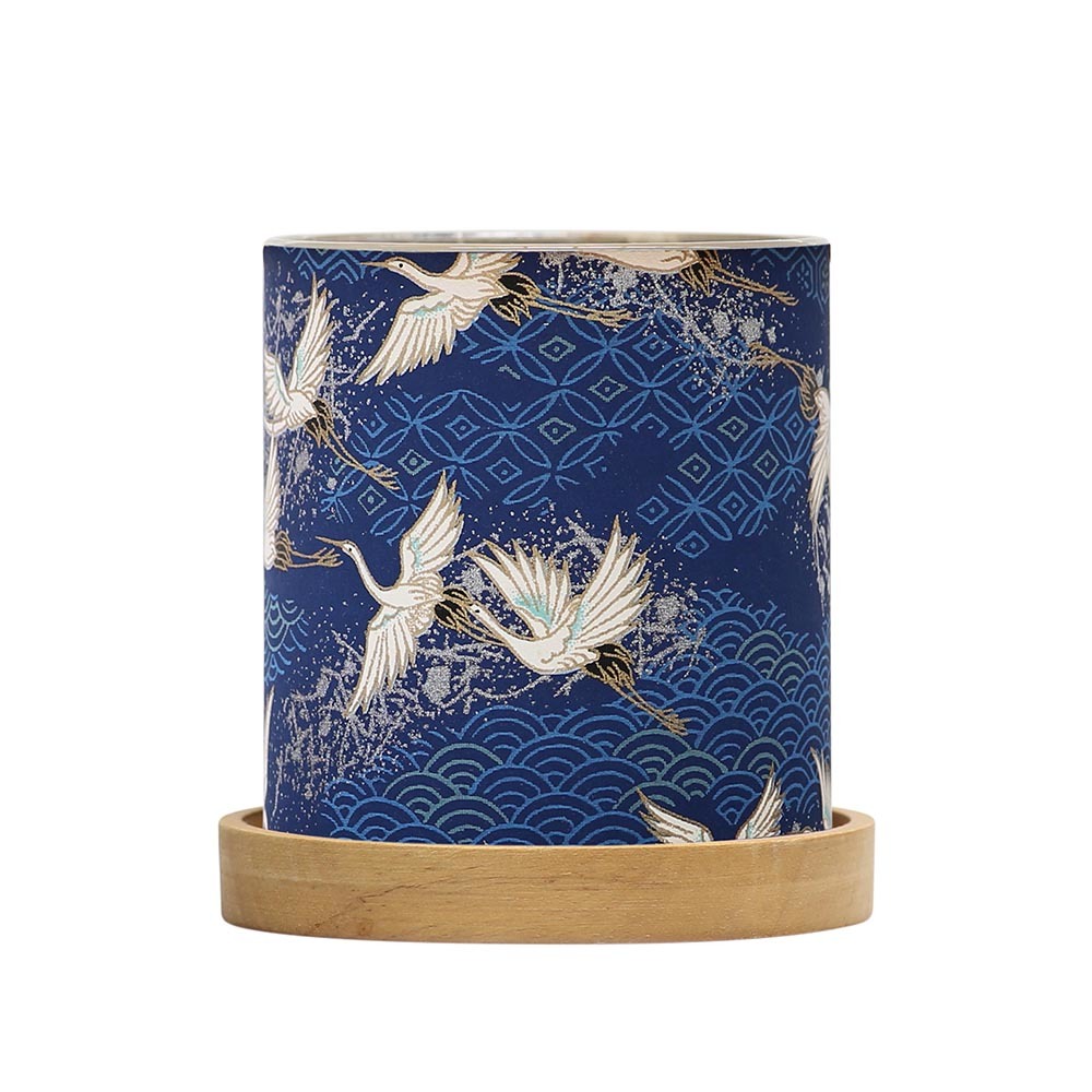 Mini Glass Lantern Sky of Cranes (Blue) image