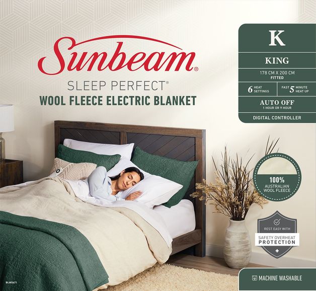 Buy Sunbeam: Sleep Perfect - Wool Fleece Electric Blanket (Queen) at Mighty  Ape NZ