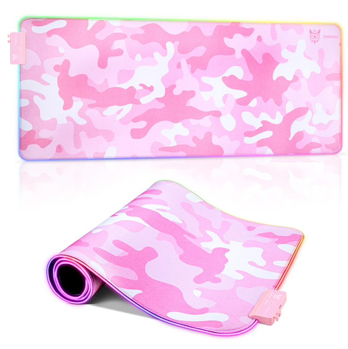 Onikuma RGB Mouse & Keyboard Gaming Pad Pink Camo InStock Buy