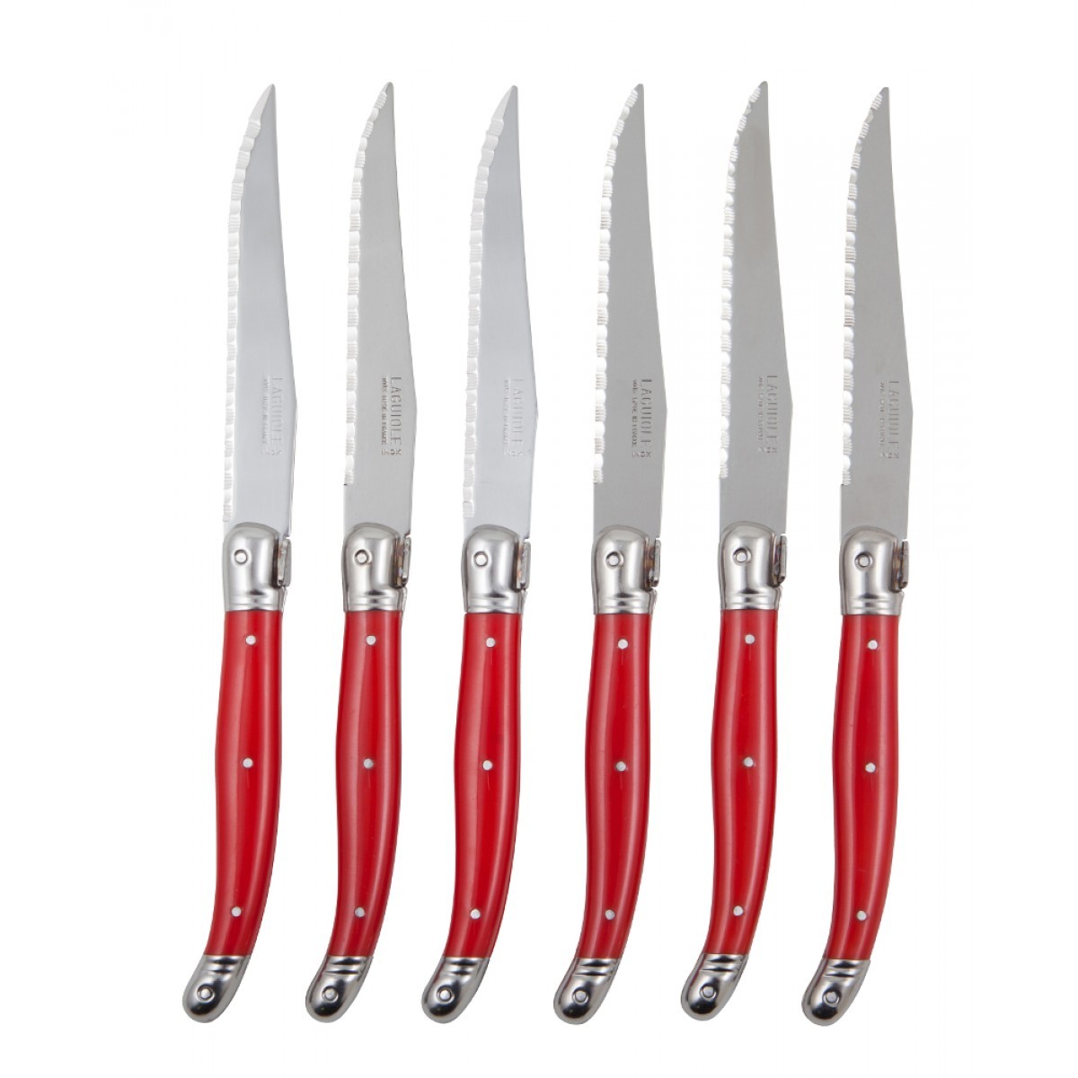 Andre Verdier Laguiole Debutant Steak Knife Set Red (6pc) at Mighty