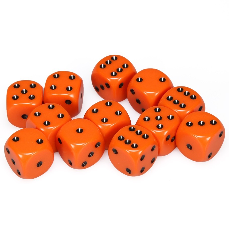 Chessex: D6 Opaque Cube Set (16mm) - Orange/Black image