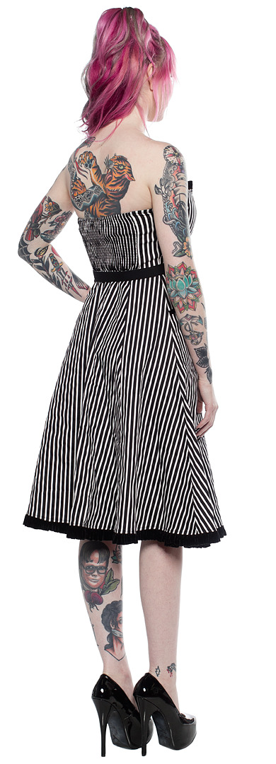 Sourpuss: Striped Sweetheart Dress Black/White (Small)