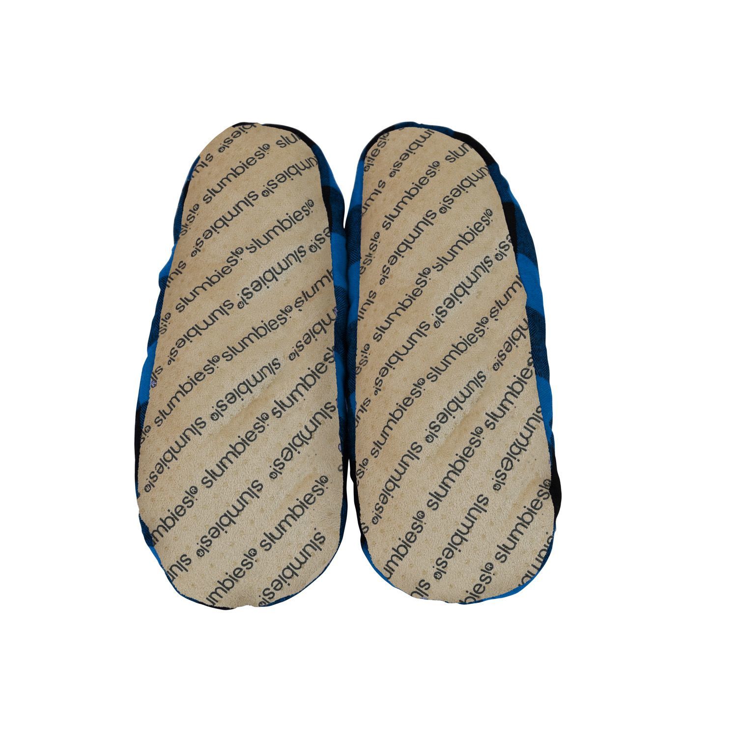 Slumbies Blue/Black Men's Plaid Slippers (L)