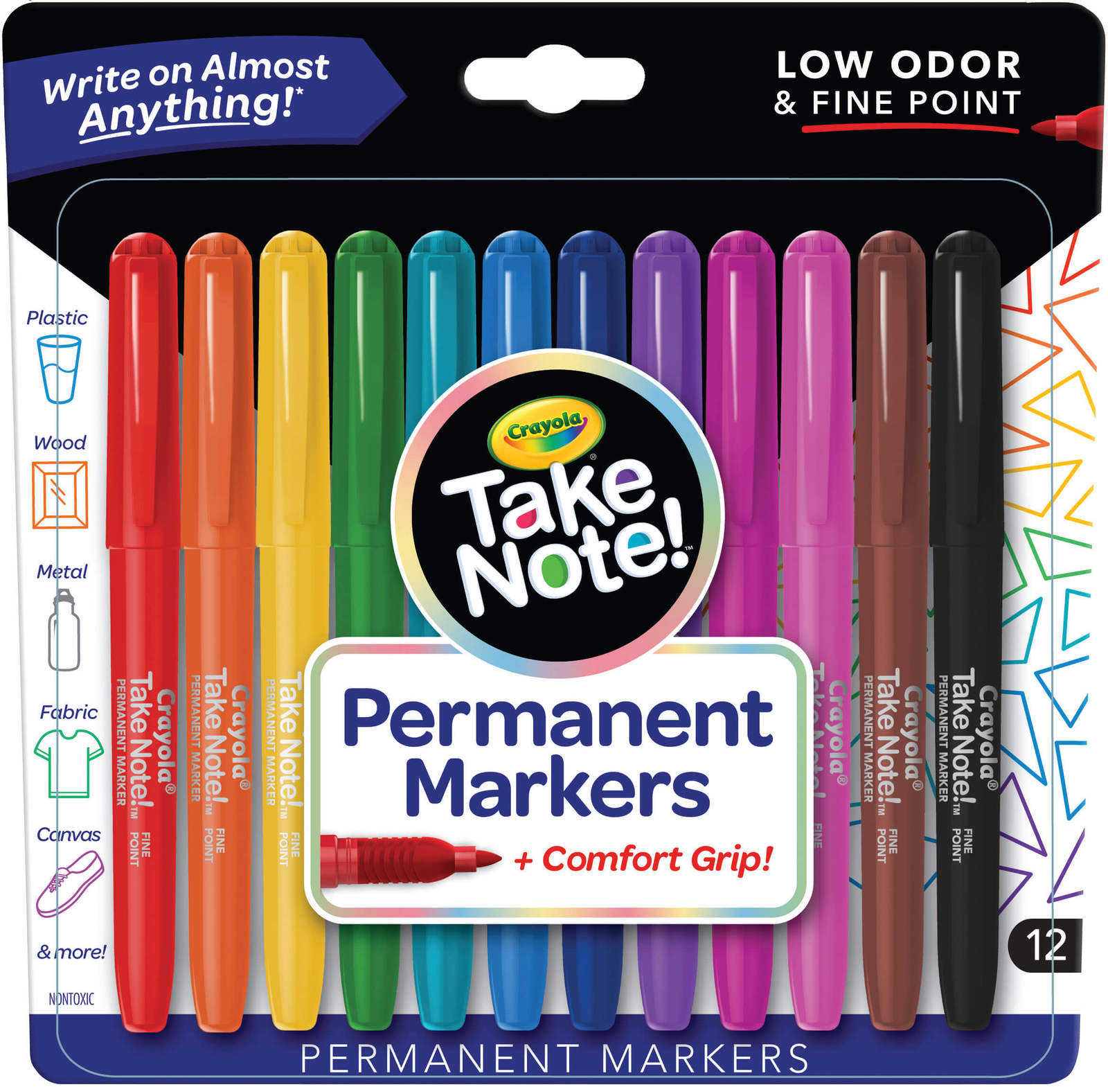 Crayola: Take Note - Permanent Markers Fine Point (12 Pack)